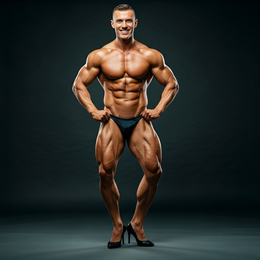 Jonathan, male body builder in high heels