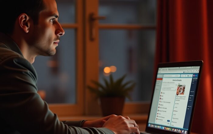 man chatting on computer