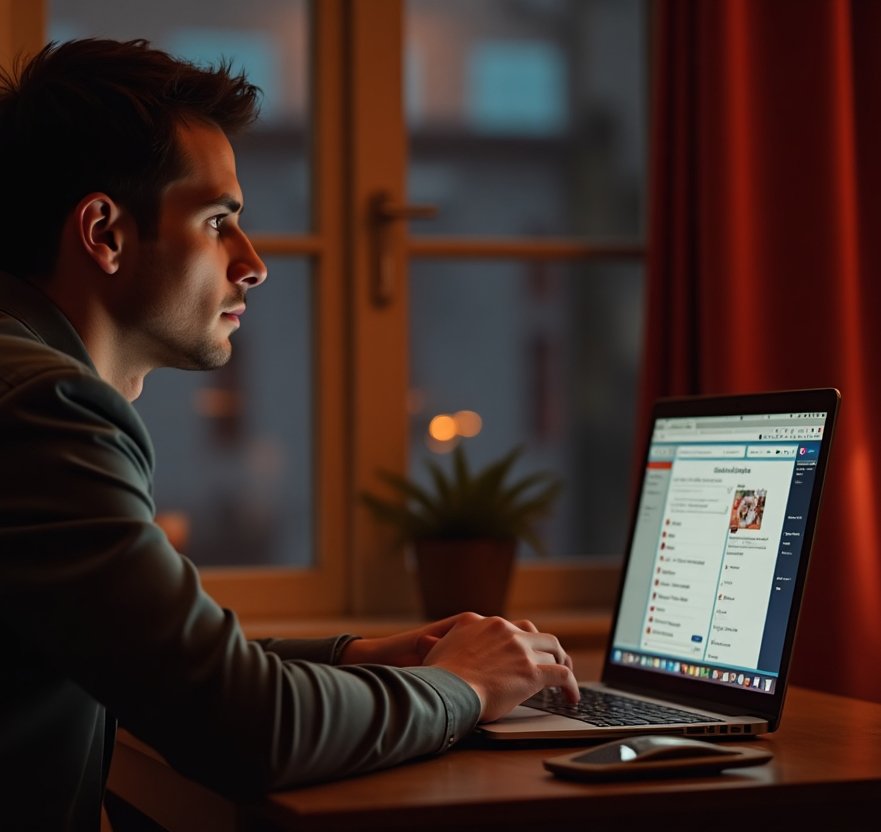 man chatting on computer